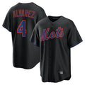 Trusc NY.Mets #4 Francisco Alvarez Player Black Alternate Home Game Stitched Jerseys