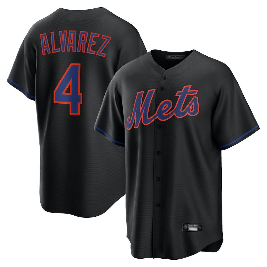 Trusc NY.Mets #4 Francisco Alvarez Player Black Alternate Home Game Stitched Jerseys