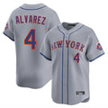 Trusc NY.Mets #4 Francisco Alvarez Player Gray Road Limited Home Stitched Jerseys
