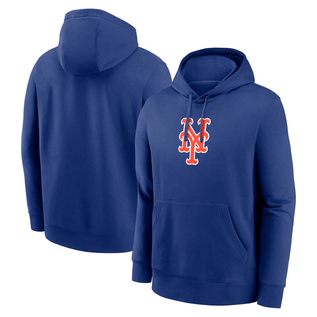 Trusc NY.Mets Blank Player Royal Logo Club Fleece Hoodie Home Stitched Jerseys