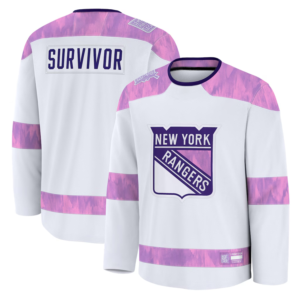 Trusc NY.Rangers White Hockey Fights Cancer Survivor Practice Jerseys