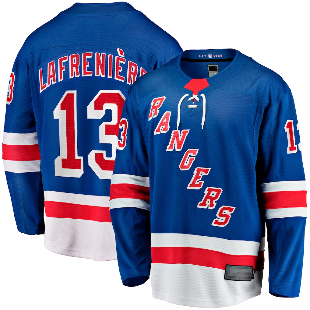 Trusc NY.Rangers #13 Alexis Lafreniere Blue Home Breakaway Jerseys