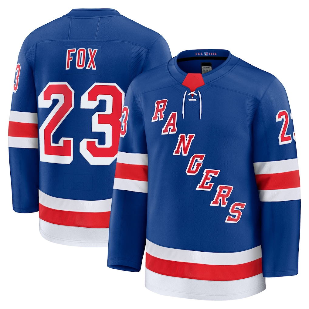 Trusc NY.Rangers #23 Adam Fox Blue Home Premium Jerseys