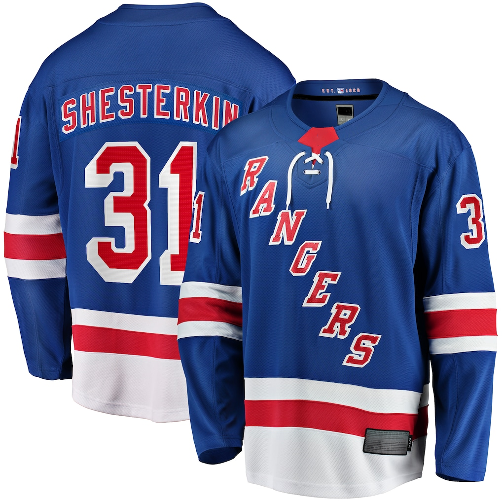 Trusc NY.Rangers #31 Igor Shesterkin Blue Home Breakaway Player Jerseys