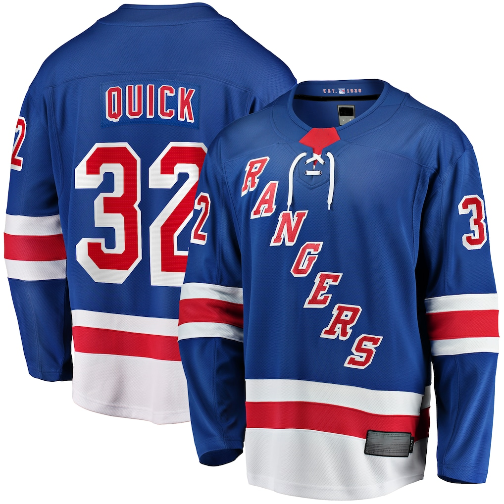 Trusc NY.Rangers #32 Jonathan Quick Blue Home Breakaway Jerseys