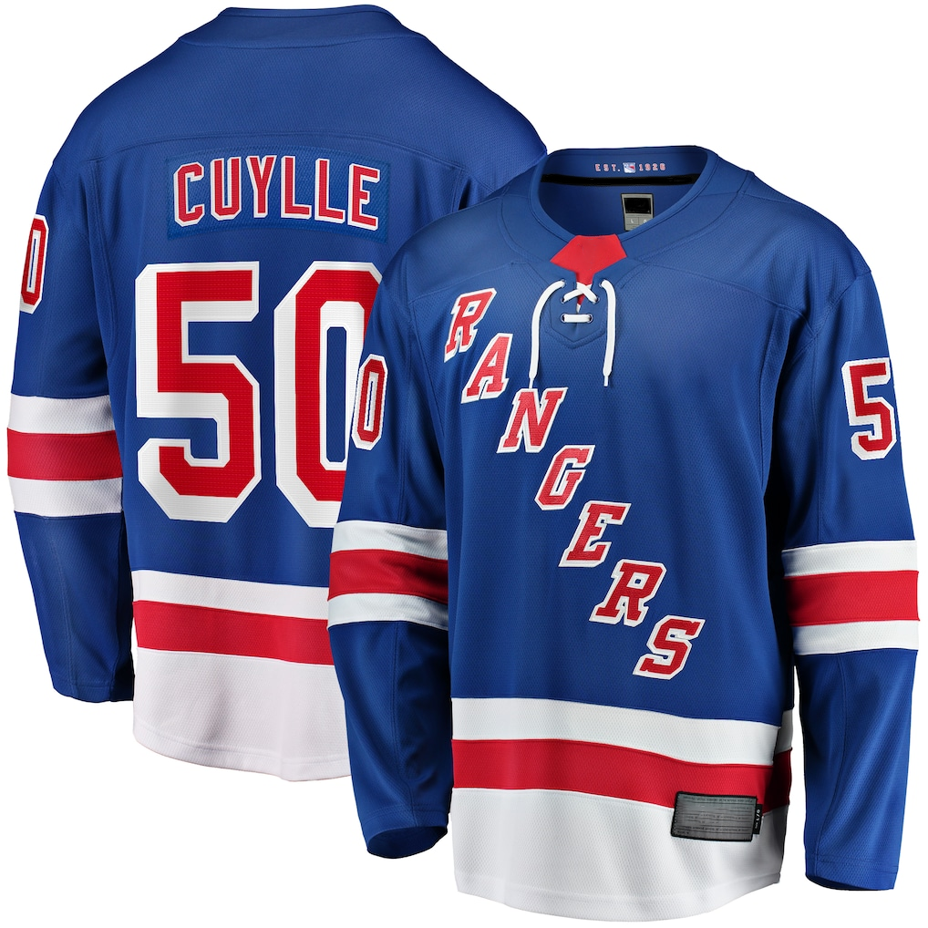 Trusc NY.Rangers #50 Will Cuylle Blue Home Premier Breakaway Player Jerseys
