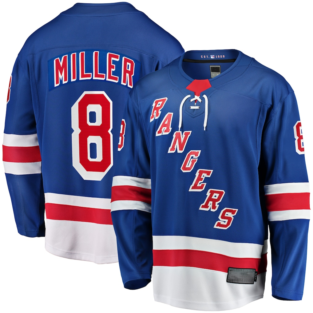 Trusc NY.Rangers #8 J.T. Miller Blue Home Breakaway Jerseys