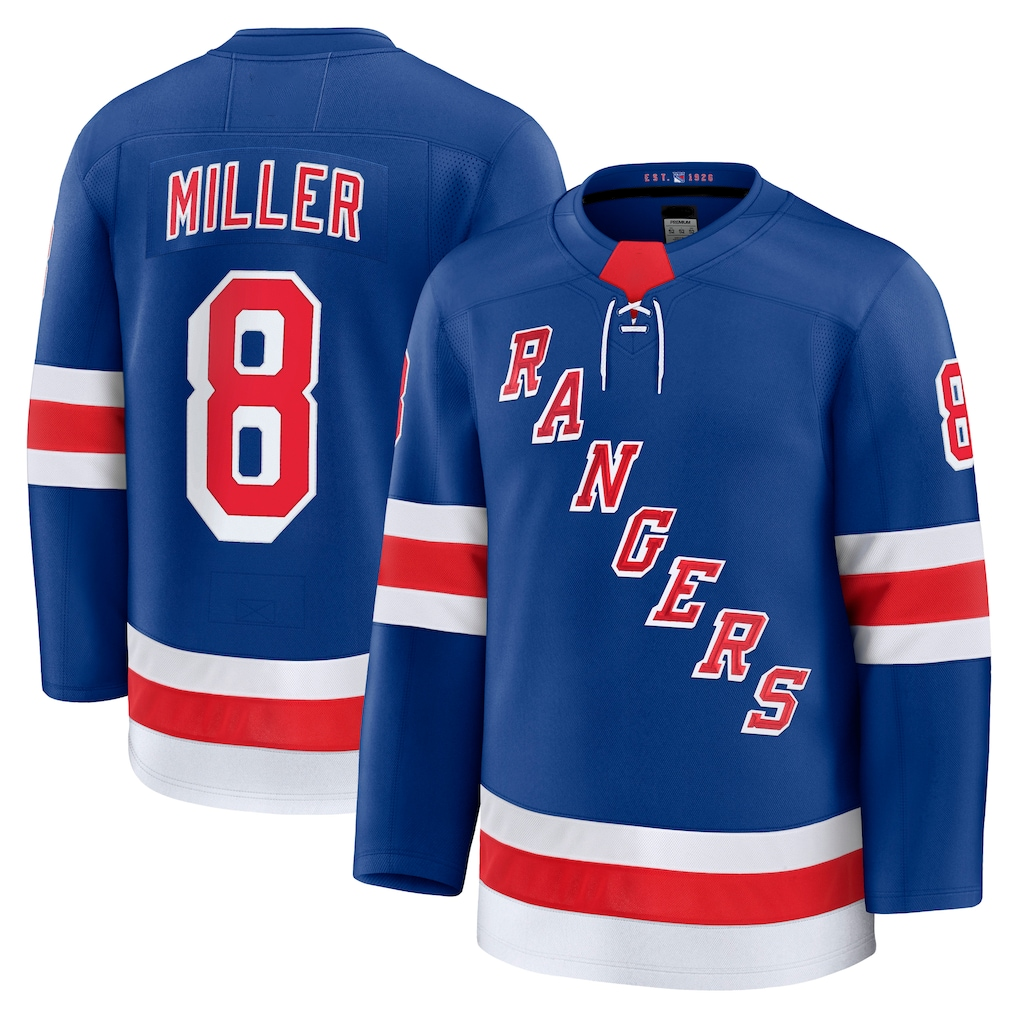 Trusc NY.Rangers #8 J.T. Miller Blue Home Premium Jerseys