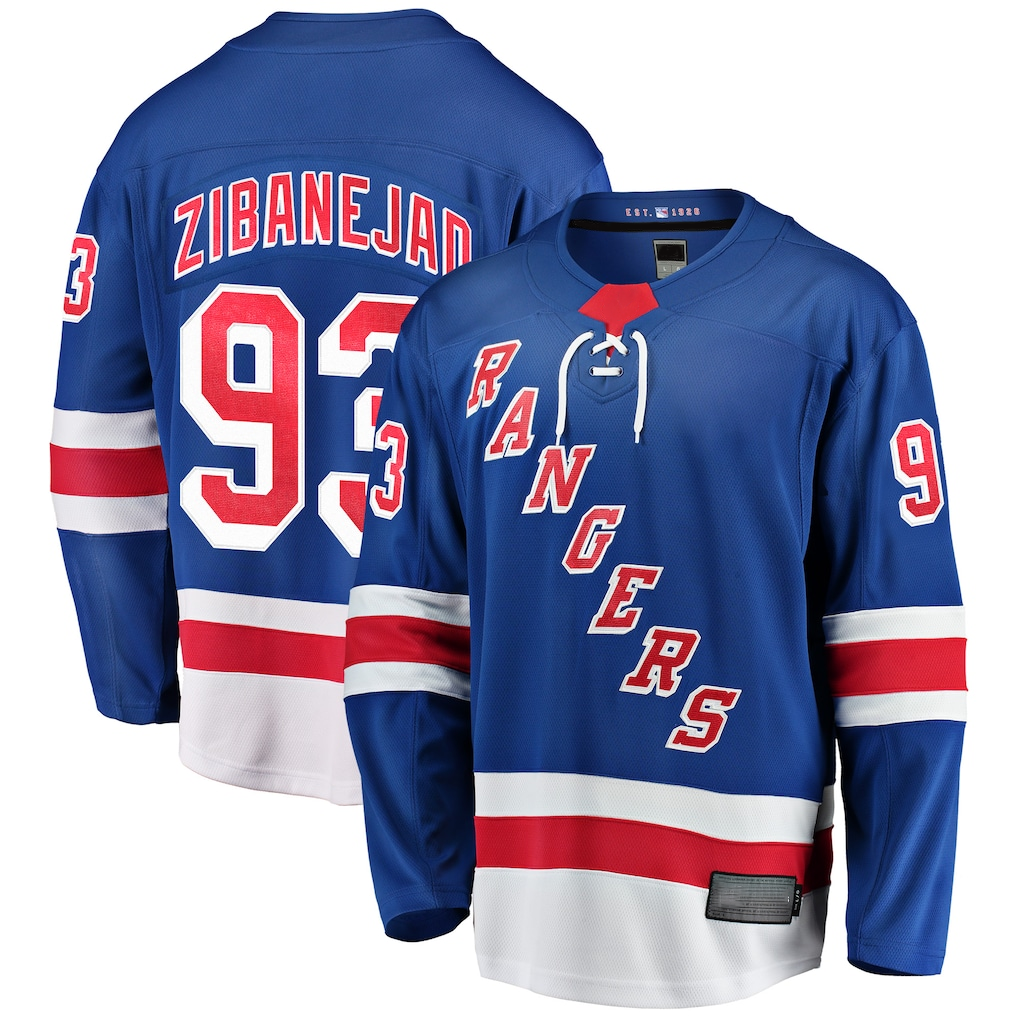 Trusc NY.Rangers #93 Mika Zibanejad Blue Home Breakaway Player Jerseys
