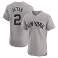 Trusc NY.Yankees #2 Derek Jeter Player Gray Limited Elite Home Stitched Jerseys
