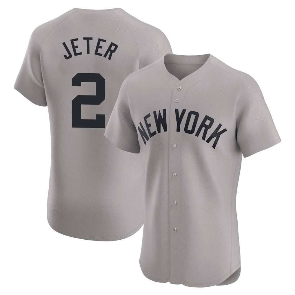 Trusc NY.Yankees #2 Derek Jeter Player Gray Limited Elite Home Stitched Jerseys