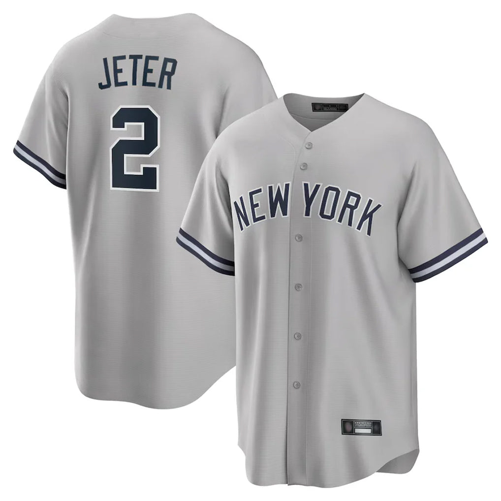 Trusc NY.Yankees #2 Derek Jeter Player Gray Road Game Stitched Jerseys