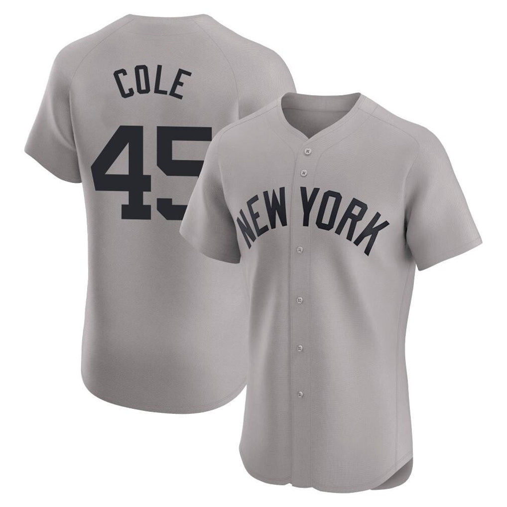 Trusc NY.Yankees #45 Gerrit Cole Player Gray Limited Elite Home Stitched Jerseys