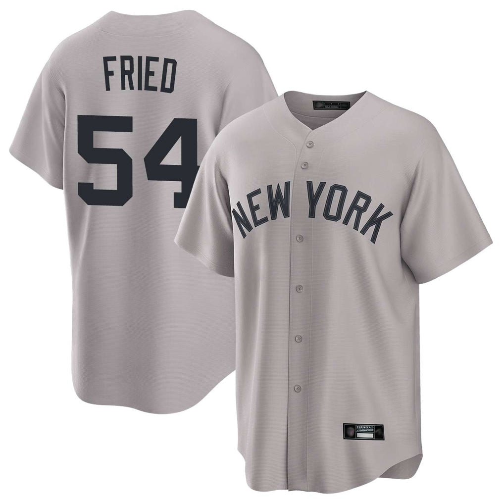 Trusc NY.Yankees #54 Max Fried Player Gray Game Home Stitched Jerseys