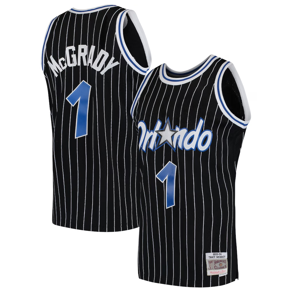 Trusc O.Magic #1 Tracy McGrady Mitchell & Ness Black Hardwood Classics Swingman Jerseys
