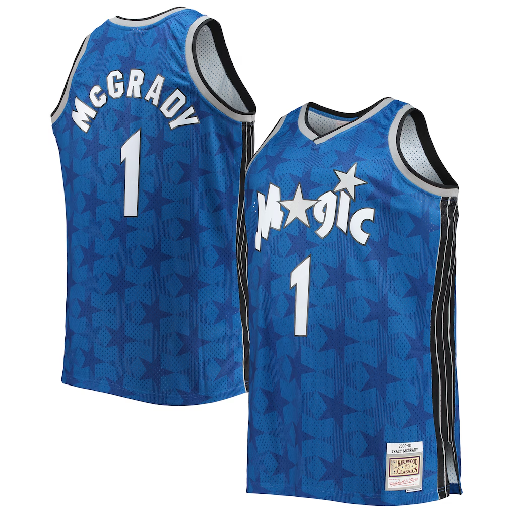 Trusc O.Magic #1 Tracy McGrady Mitchell & Ness Blue Big & Tall 200001 Hardwood Classics Swingman Jerseys