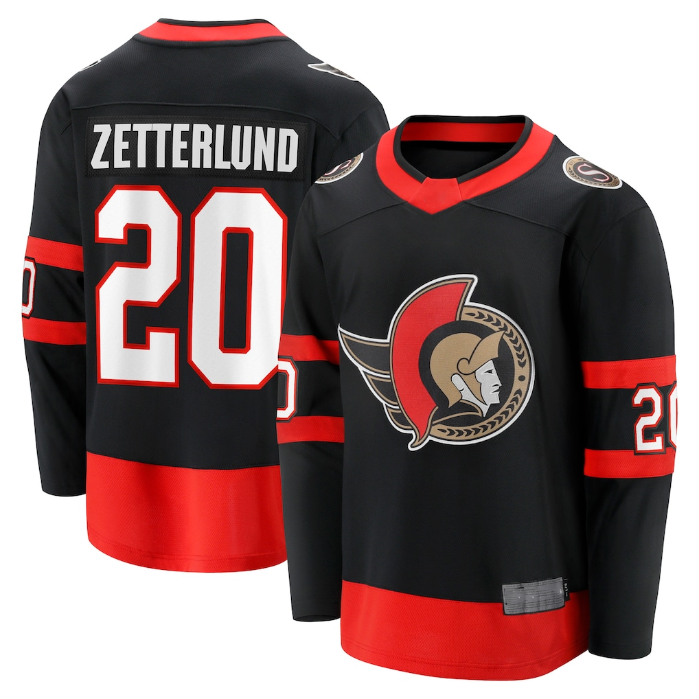 Trusc O.Senators #20 Fabian Zetterlund Black Home Breakaway Jerseys