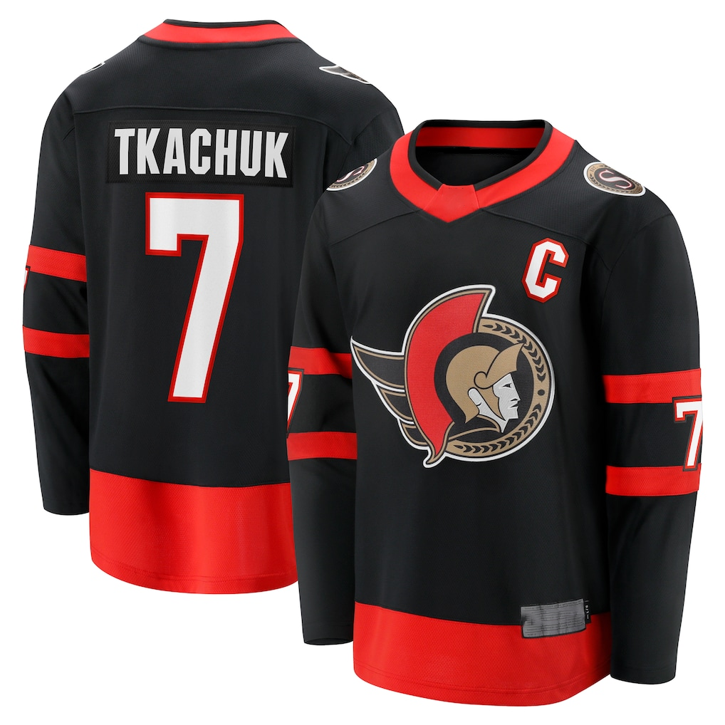 Trusc O.Senators #7 Brady Tkachuk Black Home Breakaway Jerseys