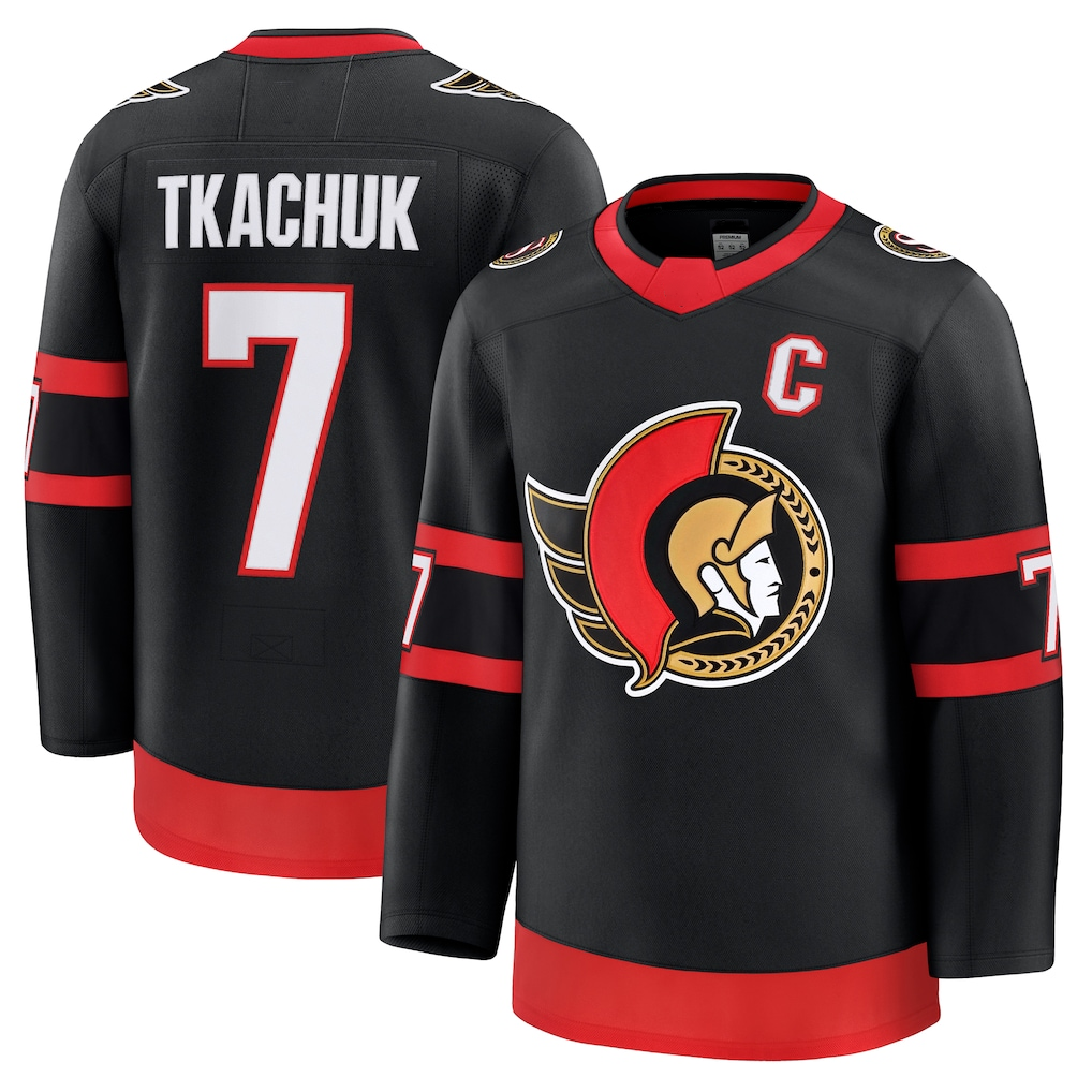 Trusc O.Senators #7 Brady Tkachuk Black Home Premium Jerseys