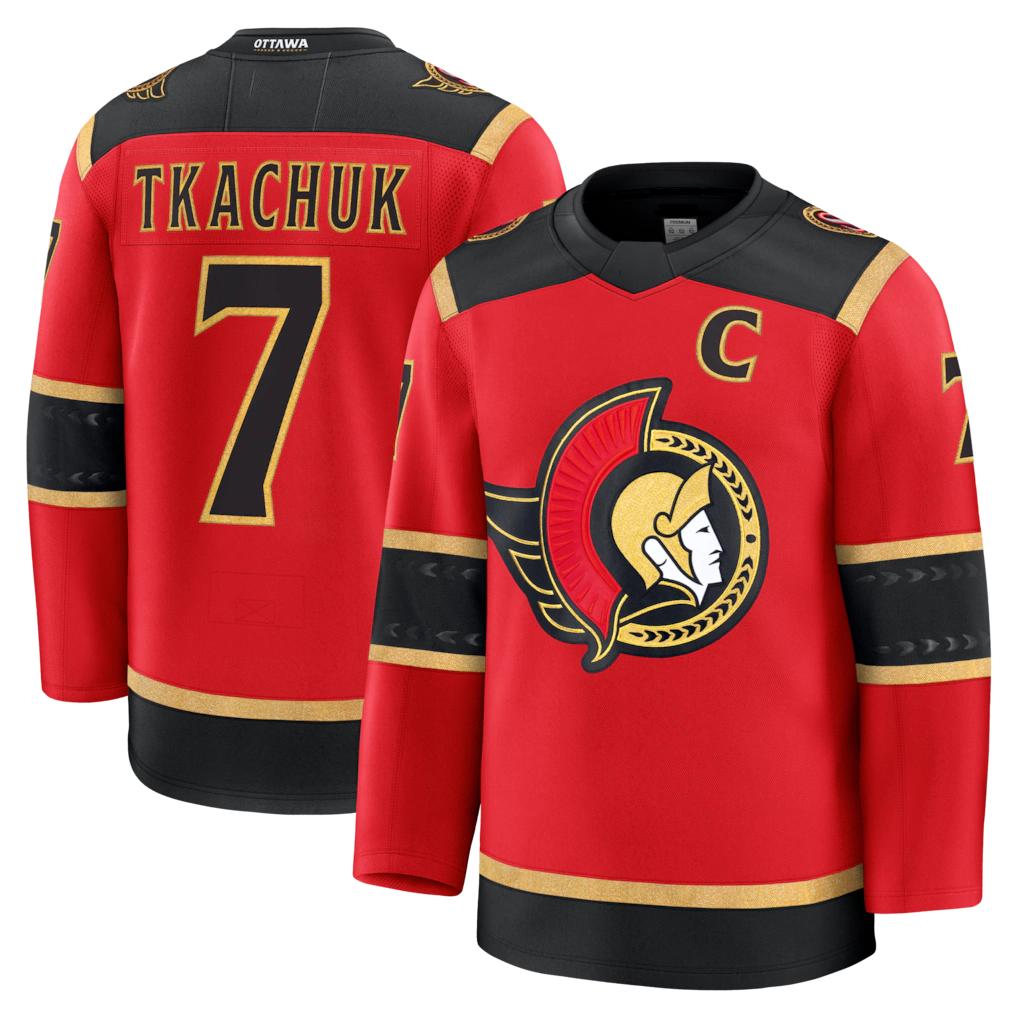 Trusc O.Senators #7 Brady Tkachuk Red Alternate Premium Jerseys