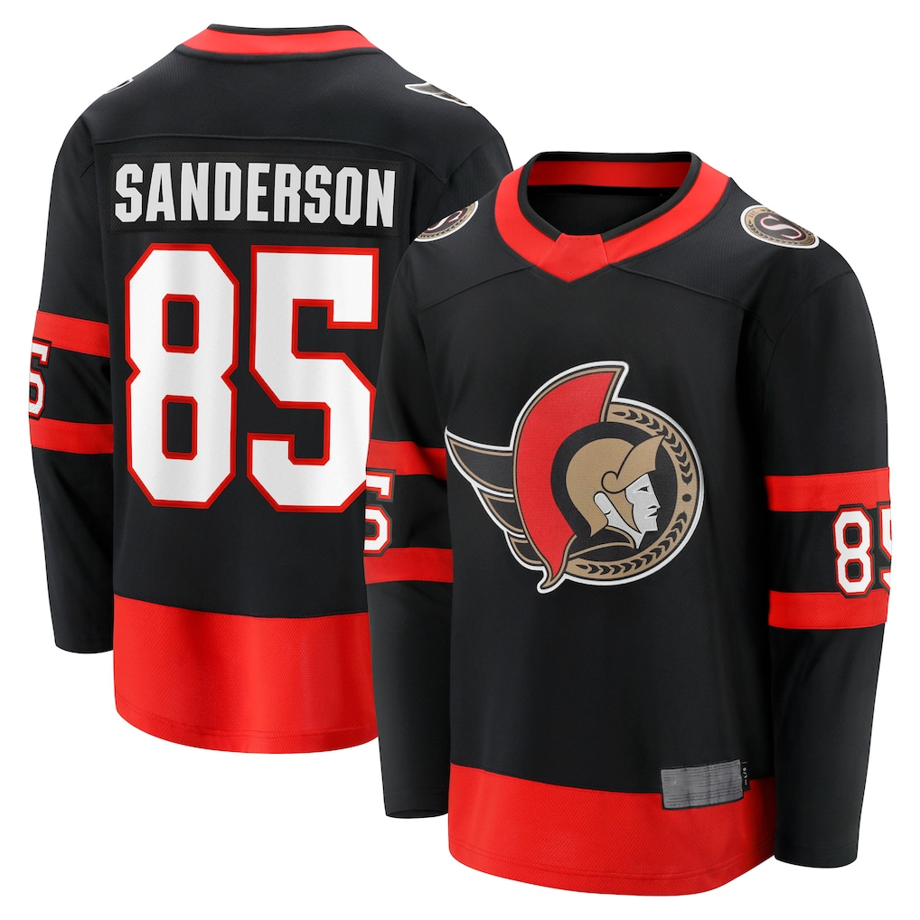 Trusc O.Senators #85 Jake Sanderson Black Home Breakaway Jerseys
