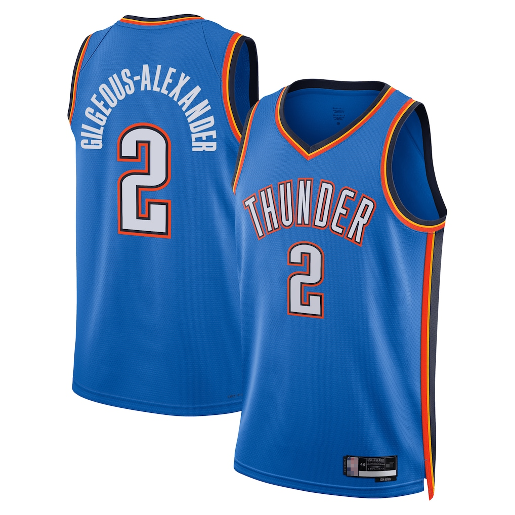 Trusc OC.Thunder #2 Shai Gilgeous-Alexander Blue Badge Swingman Replica Stitched Jerseys- Icon Edition