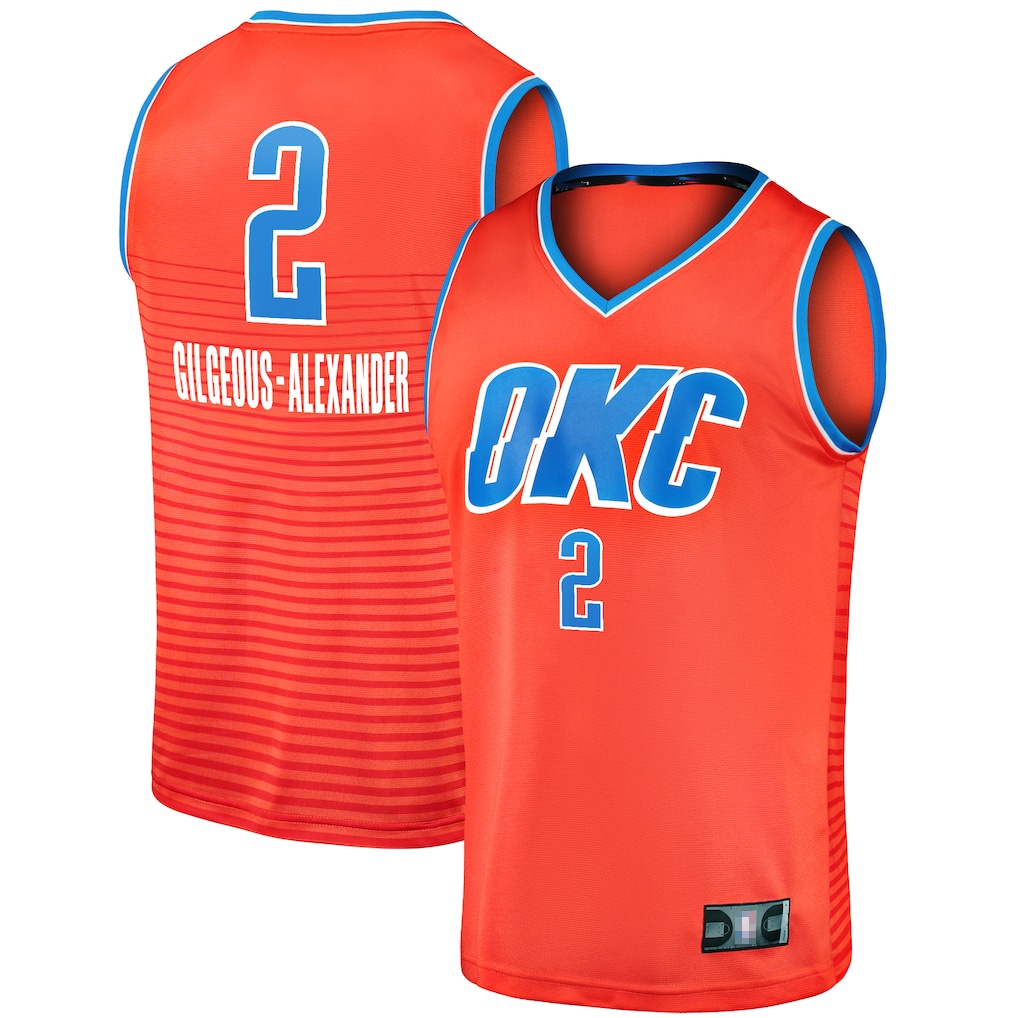 Trusc OC.Thunder #2 Shai Gilgeous-Alexander Orange Fast Break Player Stitched Jerseys - Statement Edition