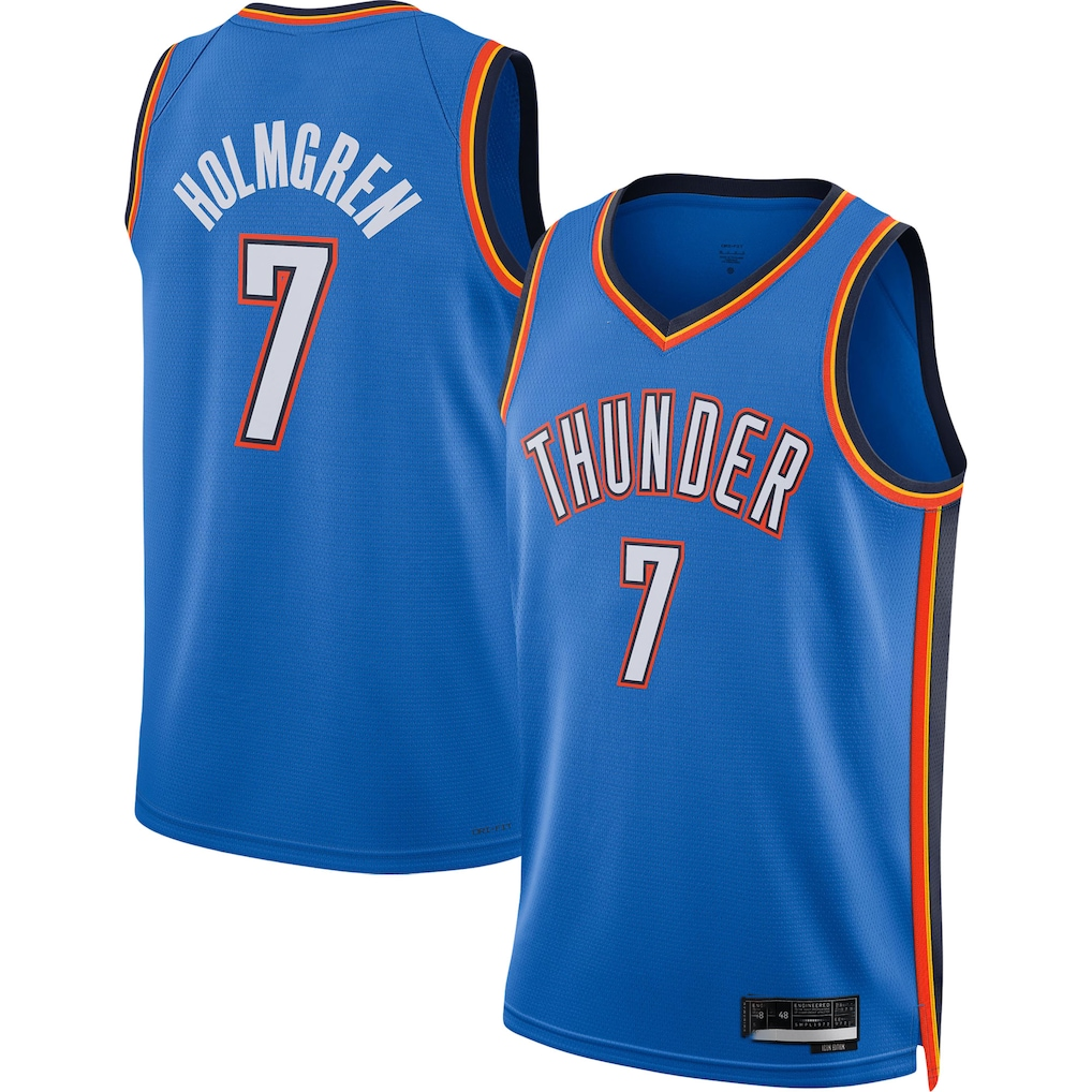 Trusc OC.Thunder #7 Chet Holmgren Blue 2022 Draft First Round Pick Player Swingman Stitched Jerseys - Icon Edition