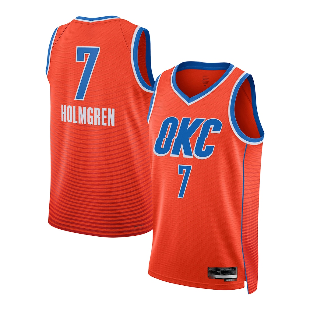 Trusc OC.Thunder #7 Chet Holmgren Orange Swingman Stitched Jerseys - Statement Edition