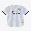 Trusc P.76ers Mitchell & Ness White Head Coach Pinstripe Mesh Full-Button Baseball Jerseys