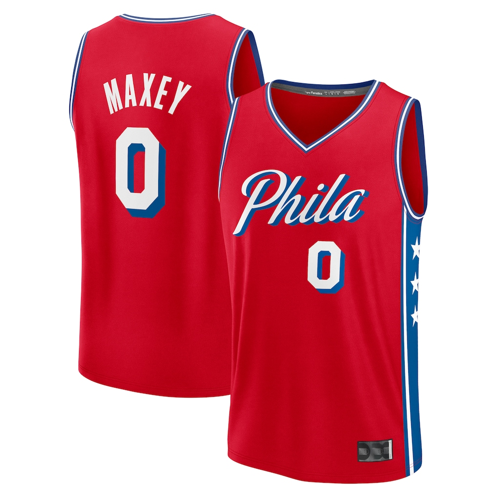 Trusc P.76ers #0 Tyrese Maxey Jordan Brand Red Swingman Jerseys - Statement Edition