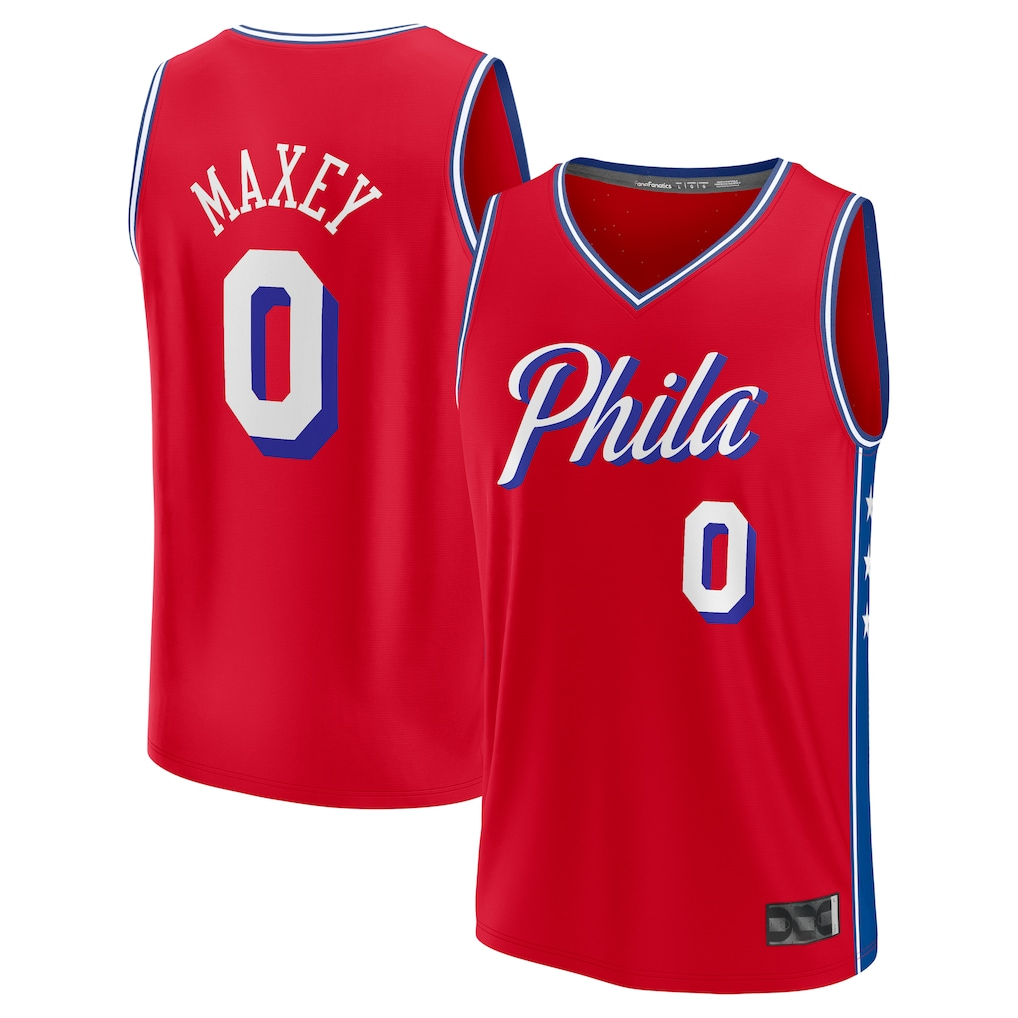 Trusc P.76ers #0 Tyrese Maxey Red Fast Break Replica Player Jerseys - Statement Edition