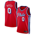 Trusc P.76ers #0 Tyrese Maxey  Red Swingman Jerseys - Statement Edition