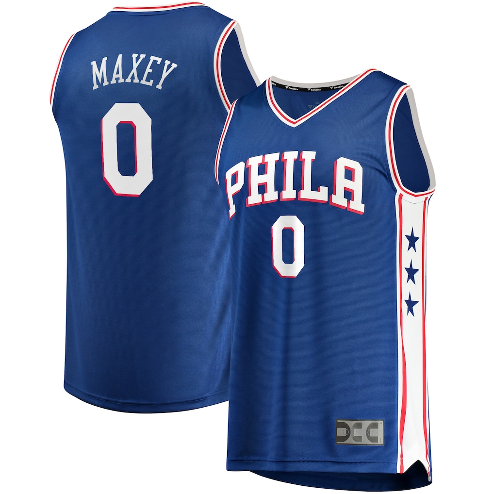 Trusc P.76ers #0 Tyrese Maxey  Royal Fast Break Replica Jerseys - Icon Edition