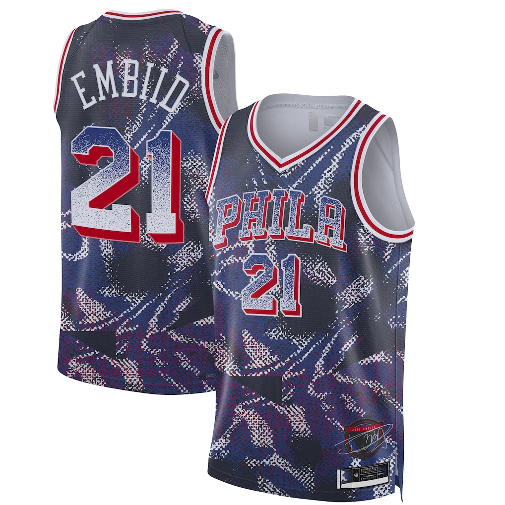 Trusc P.76ers #21 Joel Embiid Navy 2025 Select Series Swingman Player Jerseys