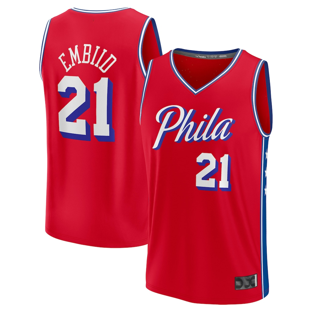 Trusc P.76ers #21 Joel Embiid Red Fast Break Replica Player Jerseys - Statement Edition