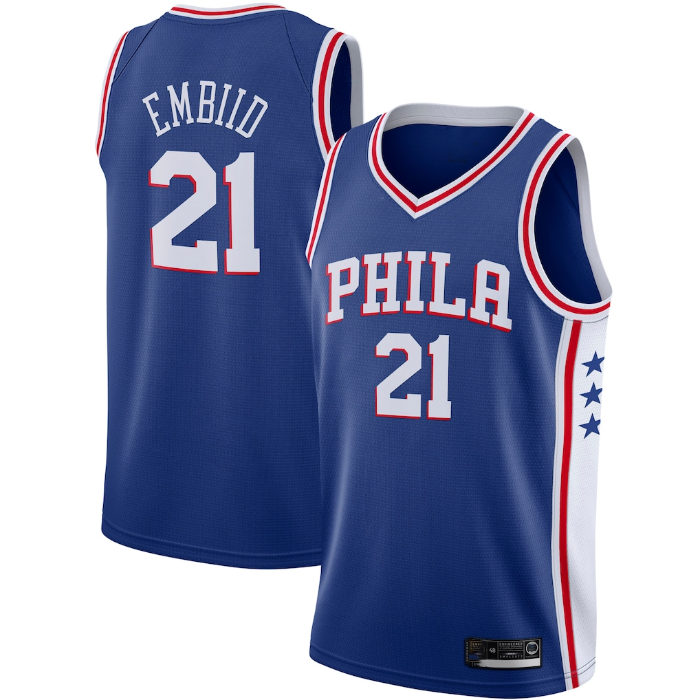 Trusc P.76ers #21 Joel Embiid Royal 2019-2020 Swingman Jerseys - Icon Edition