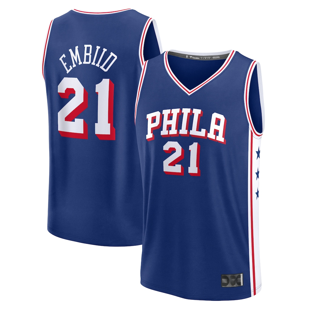 Trusc P.76ers #21 Joel Embiid Royal Fast Break Replica Jerseys - Icon Edition