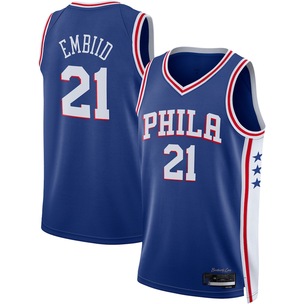 Trusc P.76ers #21 Joel Embiid Royal Swingman Jerseys - Icon Edition