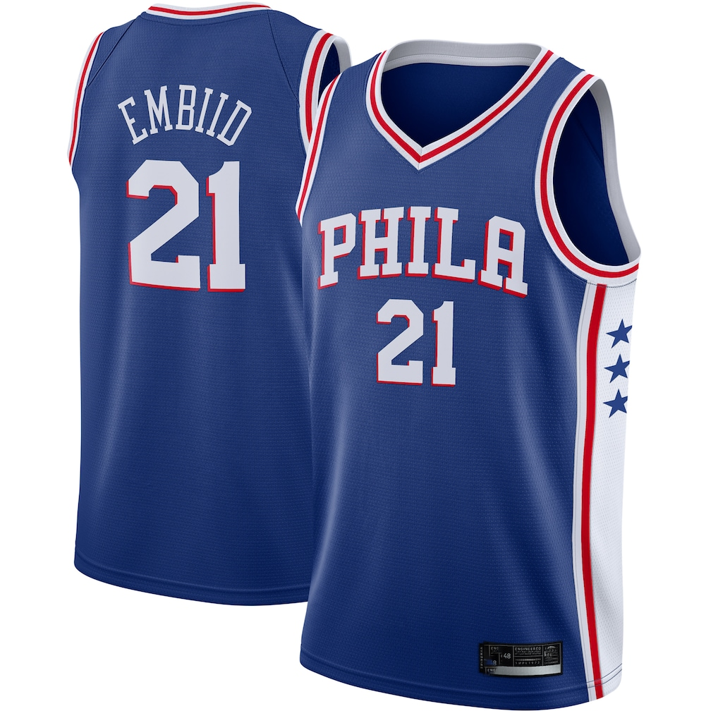 Trusc P.76ers #21 Joel Embiid Royal Swingman Jerseys - Icon Edition
