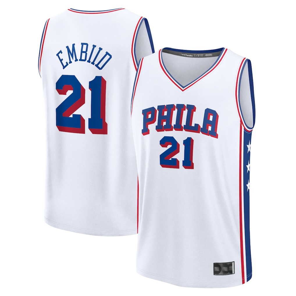 Trusc P.76ers #21 Joel Embiid White Fast Break Replica Player Jerseys - Association Edition