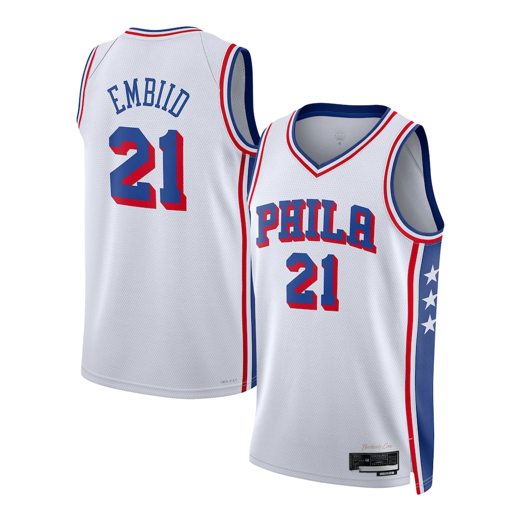 Trusc P.76ers #21 Joel Embiid White Swingman Jerseys - Association Edition