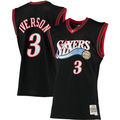 Trusc P.76ers #3 Allen Iverson Mitchell & Ness Black 200001 Big & Tall Hardwood Classics Swingman Jerseys
