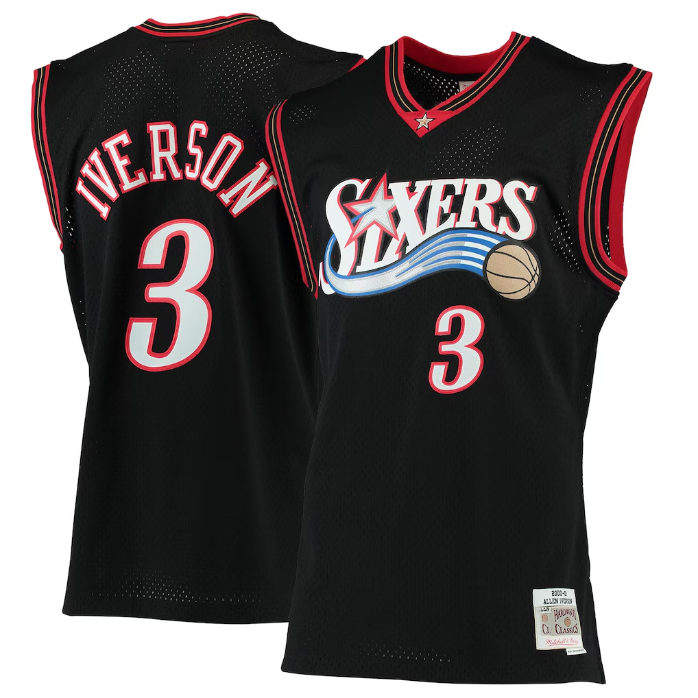 Trusc P.76ers #3 Allen Iverson Mitchell & Ness Black 2000-01 Hardwood Classics Swingman Jerseys