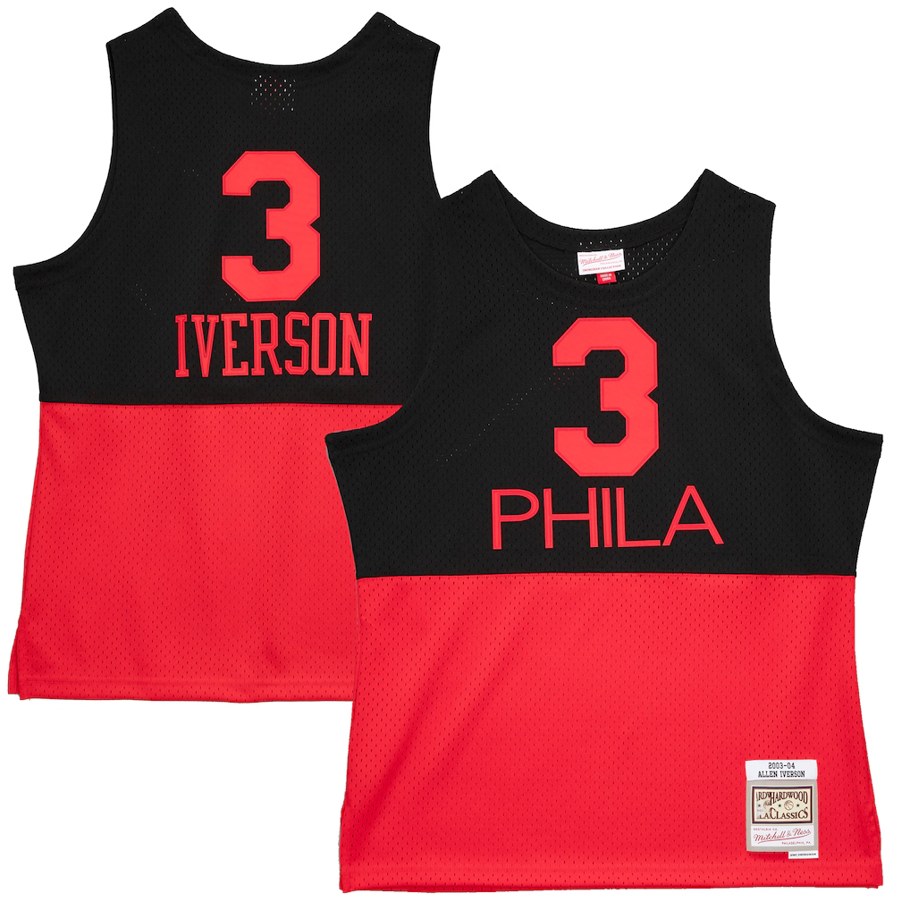 Trusc P.76ers #3 Allen Iverson Mitchell & Ness Black 2003-04 Hardwood Classics Reload 2.0 Swingman Jerseys