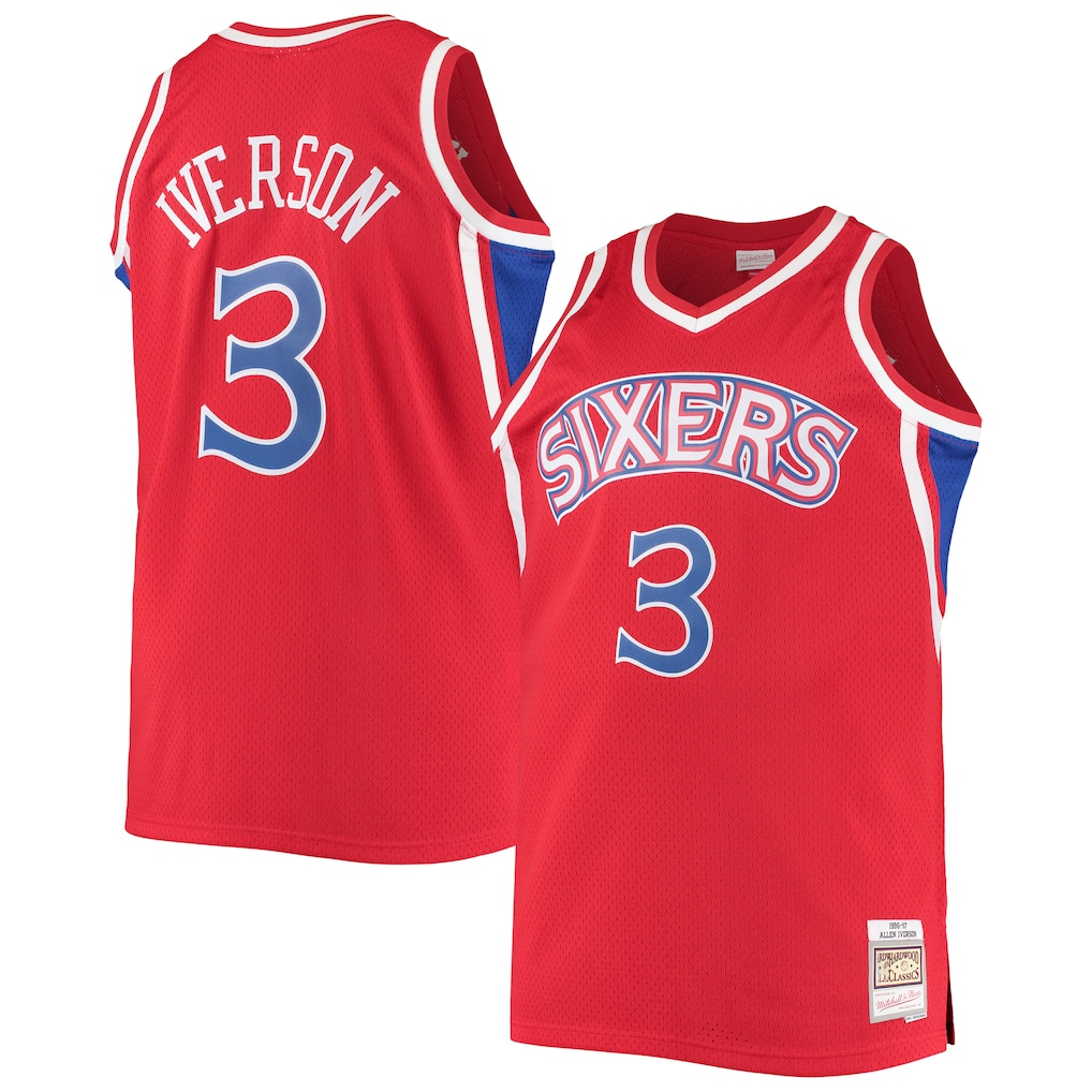 Trusc P.76ers #3 Allen Iverson Mitchell & Ness Red 1996-97 Big & Tall Hardwood Classics Swingman Jerseys