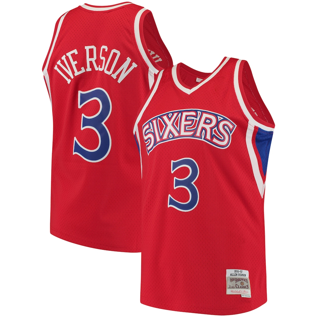Trusc P.76ers #3 Allen Iverson Mitchell & Ness Red 1996-97 Hardwood Classics Swingman Jerseys