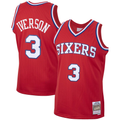 Trusc P.76ers #3 Allen Iverson Mitchell & Ness Red 2002-03 Hardwood Classics Swingman Jerseys