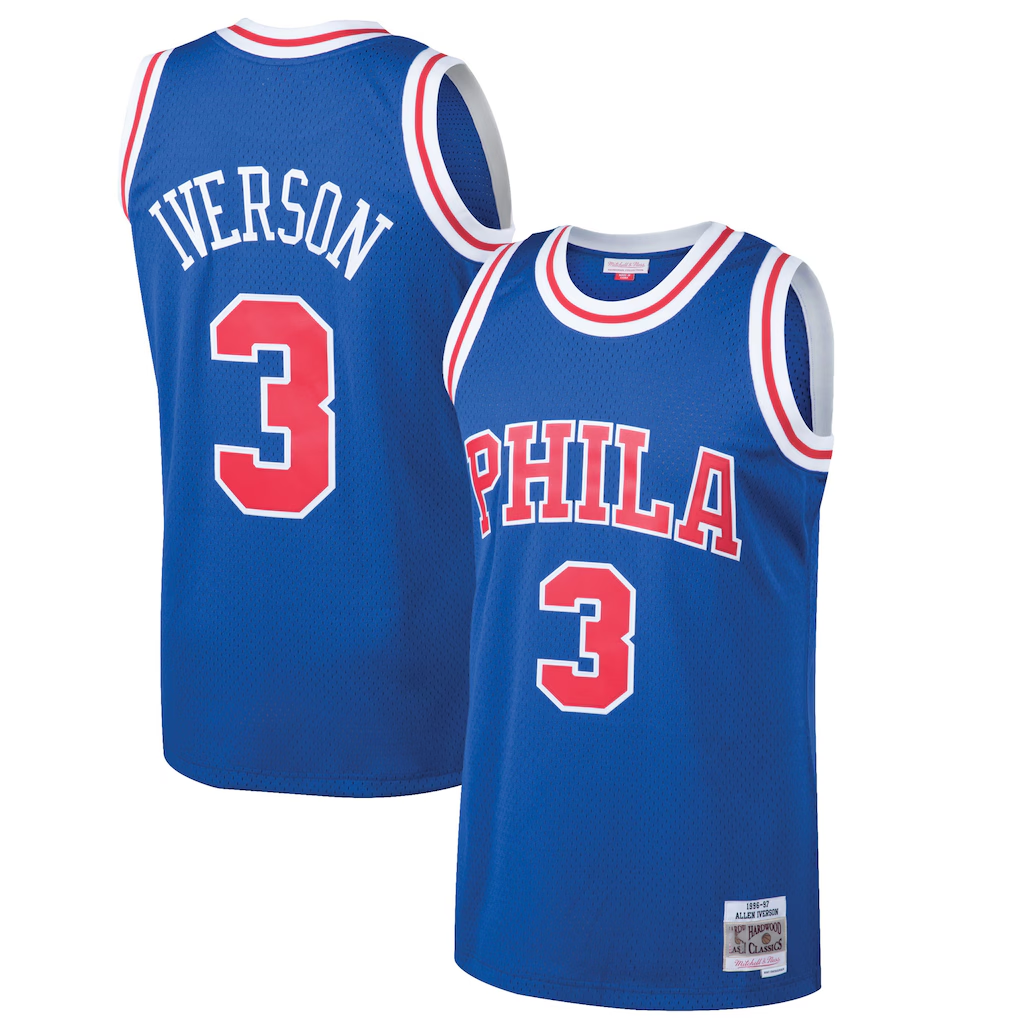 Trusc P.76ers #3 Allen Iverson Mitchell & Ness Royal 199697 Hardwood Classics Swingman Jerseys