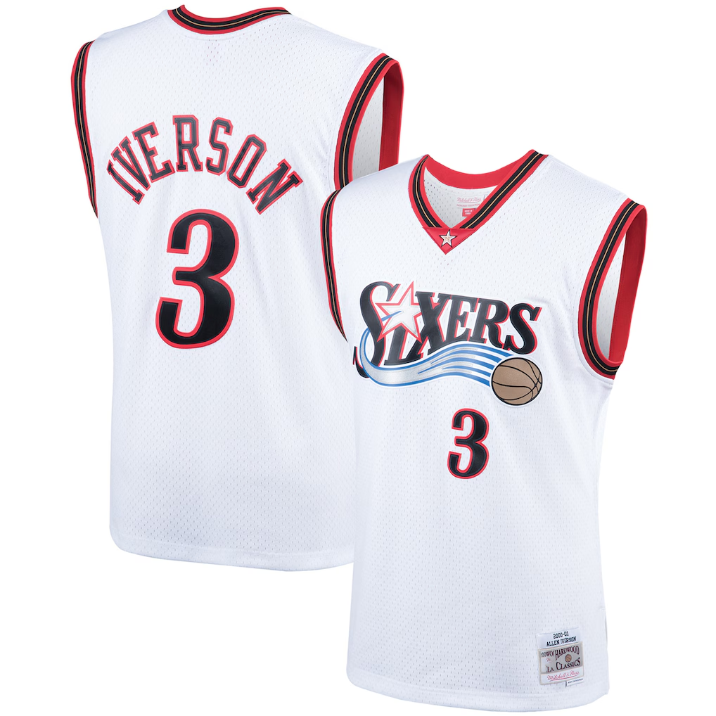 Trusc P.76ers #3 Allen Iverson Mitchell & Ness White Hardwood Classics Swingman Jerseys
